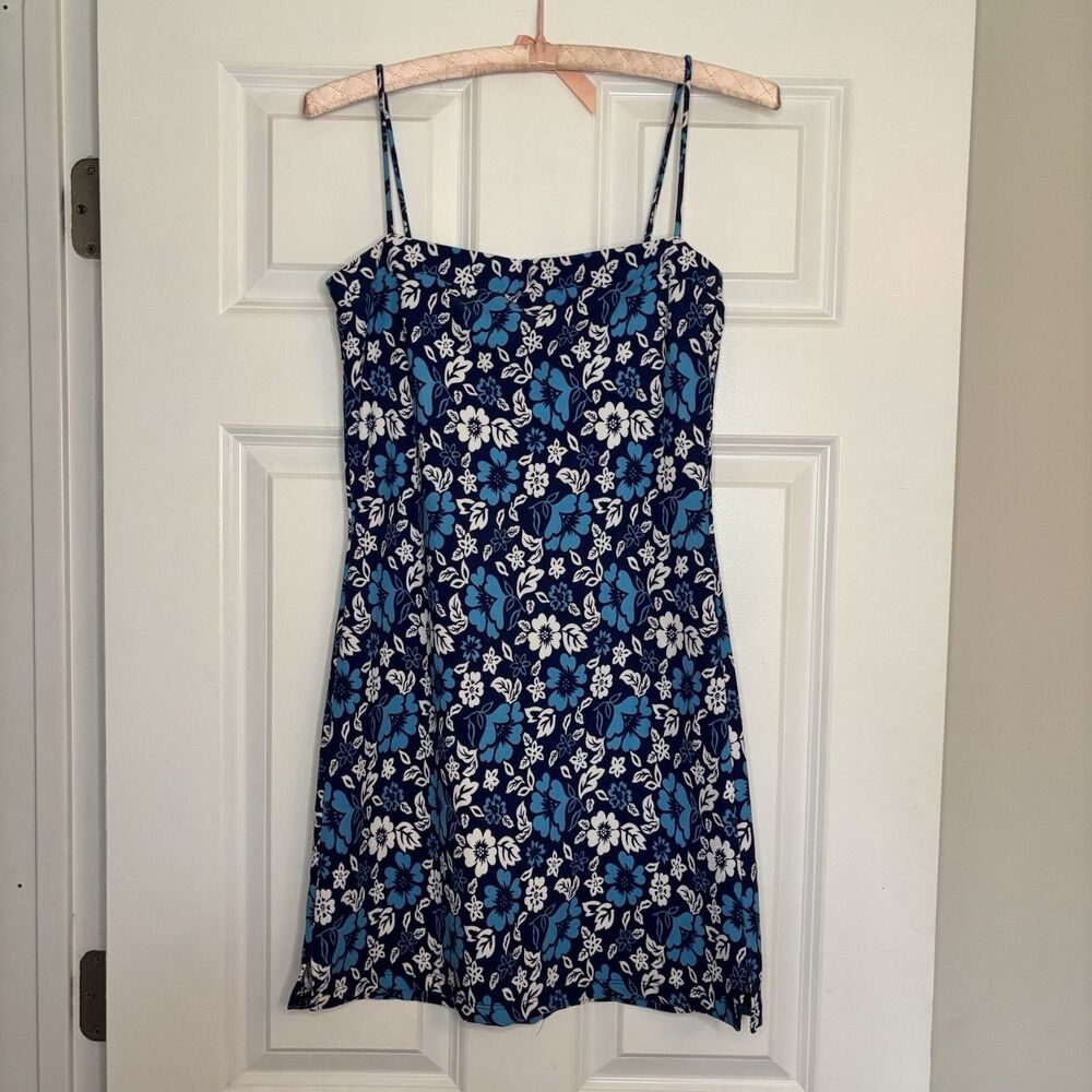 Y2K Vintage Hawaiian Mini Dress Candy Rocket Paper Tag Blue Floral